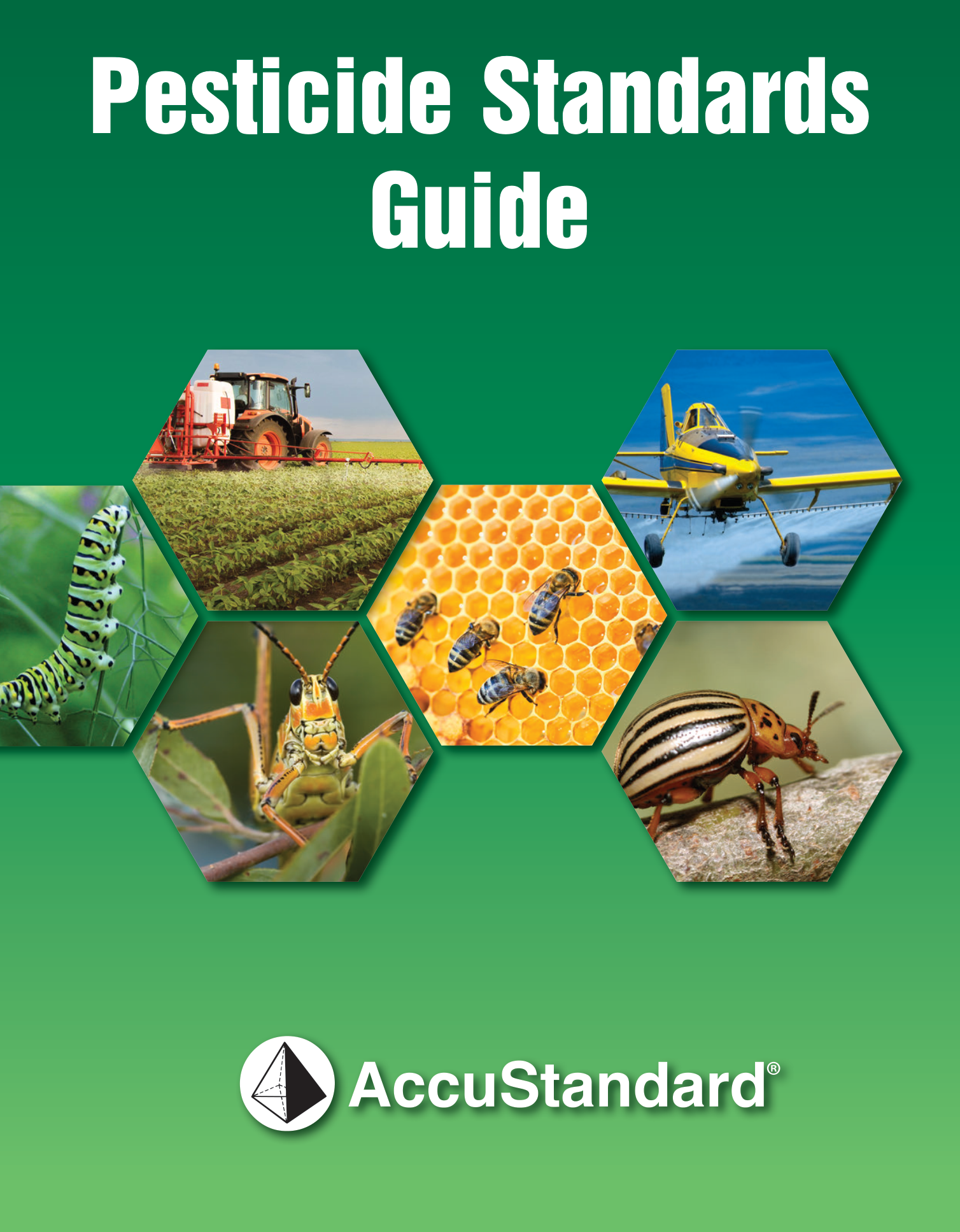 Portada de la guía de estándares de pesticidas AccuStandard